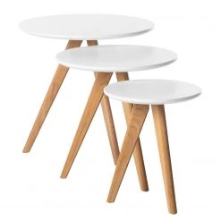 Mørteens Beistelltisch Past Past I (3-teilig) - Eiche teilmassiv - Weiß / Eiche -Wohnzimmermöbel boutique en ligne 1000008518 180918 12451703 GALLERYIMAGES P000000001000008518