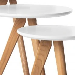 Mørteens Beistelltisch Past Past I (3-teilig) - Eiche teilmassiv - Weiß / Eiche -Wohnzimmermöbel boutique en ligne 1000008518 180918 12451704 GALLERYIMAGES P000000001000008518