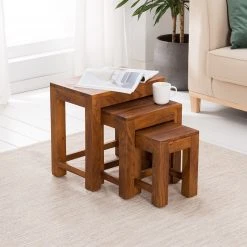 Ars Natura Beistelltisch Ohio (3er-Set) - Sheesham massiv -Wohnzimmermöbel boutique en ligne 1000008721 210518 15225400008 DETAILS P000000001000008721