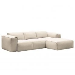 Studio Copenhagen Ecksofa HUDSON 3-Sitzer mit Longchair - Webstoff Saia: Beige - Breite: 251 cm - Longchair davorstehend rechts