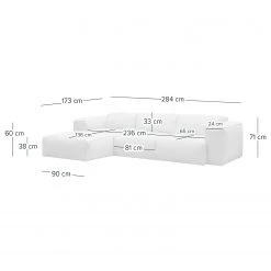 Studio Copenhagen Ecksofa HUDSON 3-Sitzer mit Longchair - Echtleder Neka: Creme - Breite: 284 cm - Longchair davorstehend links -Wohnzimmermöbel boutique en ligne 1000009838 220909 500 SKETCH DETAILS P000000001000009838 sketch