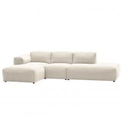 Studio Copenhagen Ecksofa HUDSON mit Chaiselongue - Webstoff Saia: Beige - Longchair davorstehend links
