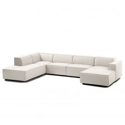 Wohnlandschaft Kinx Webstoff - Webstoff Milan: Altweiß - Longchair davorstehend rechts / Ottomane links -Wohnzimmermöbel boutique en ligne 1000011746 180619 1559191015 GALLERYIMAGES P000000001000011746