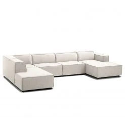 Wohnlandschaft Kinx Webstoff - Webstoff Milan: Altweiß - Longchair davorstehend rechts / Ottomane links -Wohnzimmermöbel boutique en ligne 1000011746 180619 1559191017 GALLERYIMAGES P000000001000011746