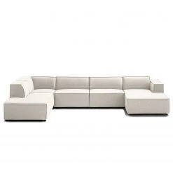 Wohnlandschaft Kinx Webstoff - Webstoff Milan: Altweiß - Longchair davorstehend rechts / Ottomane links -Wohnzimmermöbel boutique en ligne 1000011746 180619 1559191019 GALLERYIMAGES P000000001000011746