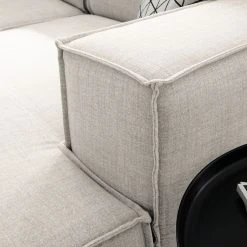 Wohnlandschaft Kinx Webstoff - Webstoff Milan: Altweiß - Longchair davorstehend rechts / Ottomane links -Wohnzimmermöbel boutique en ligne 1000011746 180619 1559211026 GALLERYIMAGES P000000001000011746