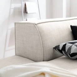 Wohnlandschaft Kinx Webstoff - Webstoff Milan: Altweiß - Longchair davorstehend rechts / Ottomane links -Wohnzimmermöbel boutique en ligne 1000011746 180619 1559211028 GALLERYIMAGES P000000001000011746