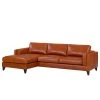 Ars Natura Ecksofa Clonee - Echtleder - Rehbraun - Longchair davorstehend links