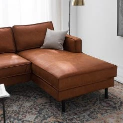 Ars manufacti Ecksofa FORT DODGE - Antiklederlook - Microfaser Yaka: Cognac - Longchair davorstehend rechts - Ohne Schlaffunktion -Wohnzimmermöbel boutique en ligne 1000015488 201127 16484700125 DETAILS P000000001000015488