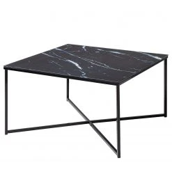 Fredriks Couchtisch Katori II - Glas / Metall - Marmor Schwarz Dekor / Schwarz