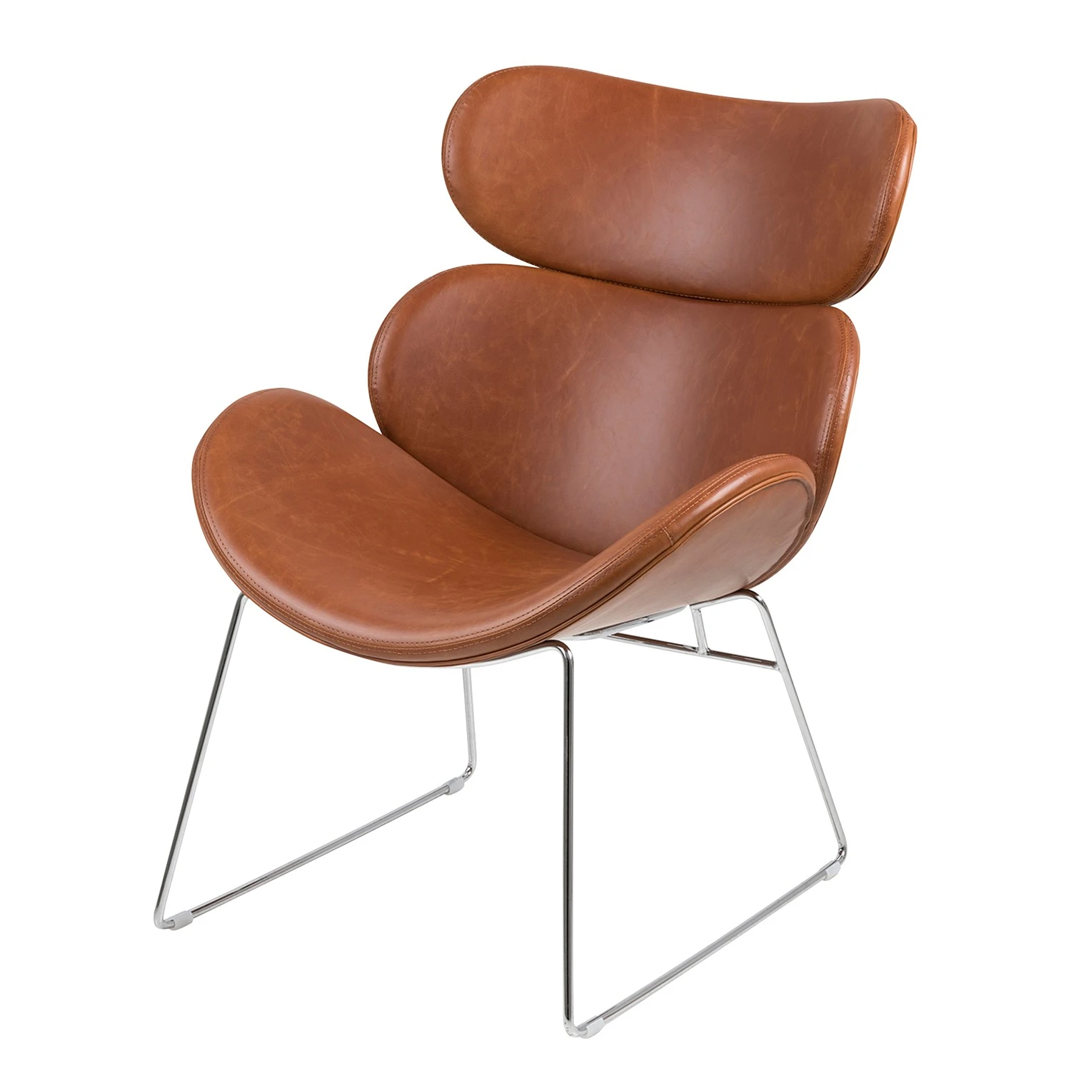Fredriks Sessel Montola I Kunstleder Cognac - Chrom 1 Fredriks Sessel Montola I Kunstleder Cognac - Chrom
