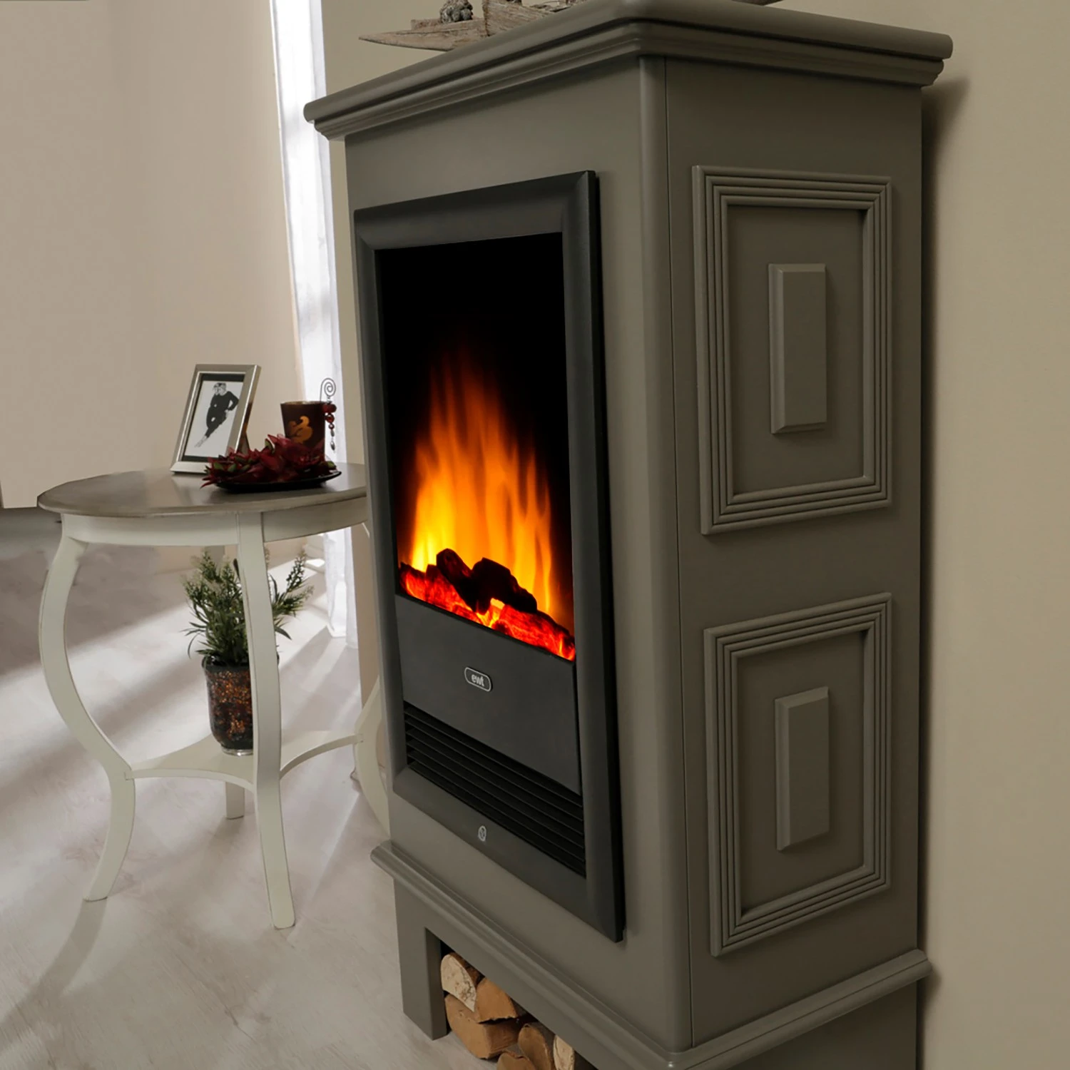 Montreux Elektrokamin Waldhof - Tulpenbaumholz teilmassiv - Grau 7 Montreux Elektrokamin Waldhof - Tulpenbaumholz teilmassiv - Grau – Bild 7