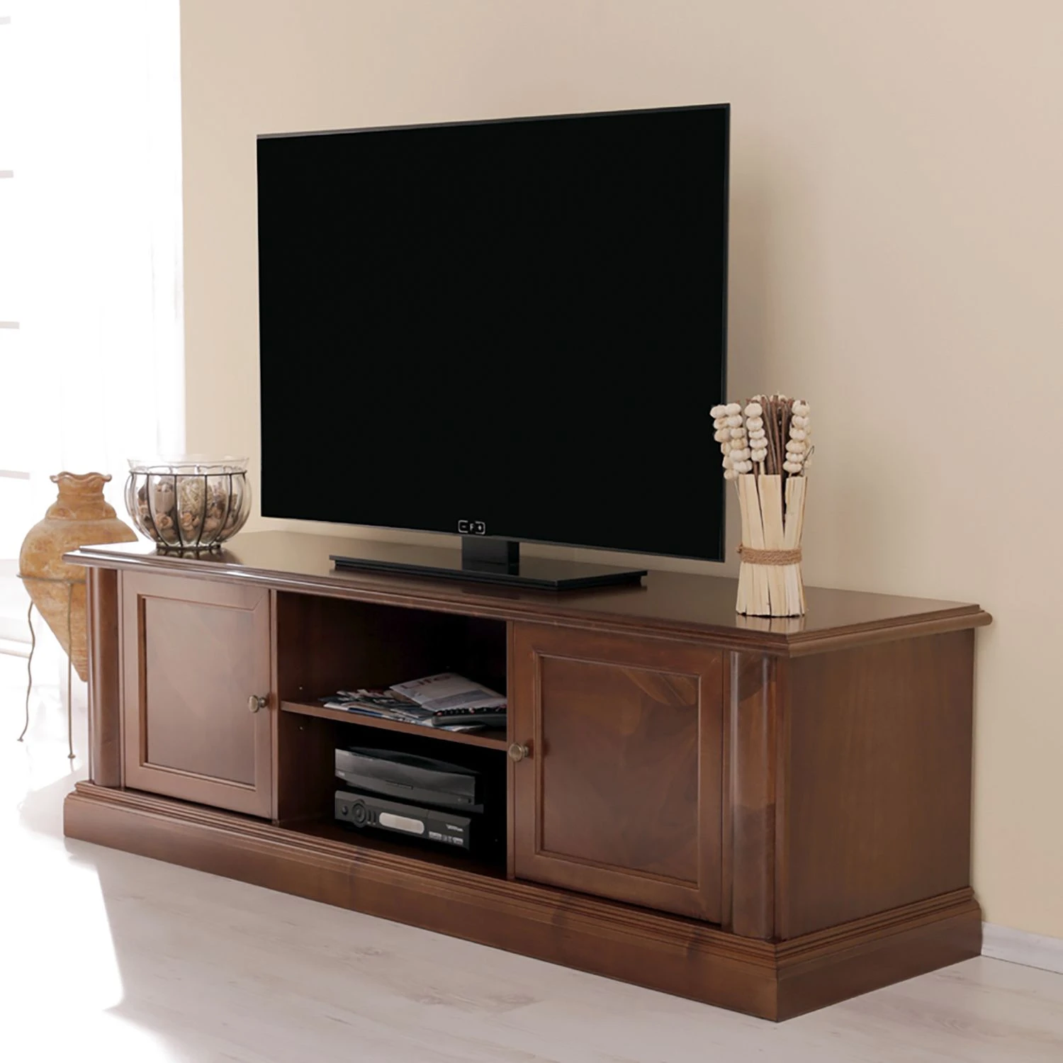 Montreux TV-Kommode Materro - Ayous teilmassiv - Antikbraun 2 Montreux TV-Kommode Materro - Ayous teilmassiv - Antikbraun – Bild 2