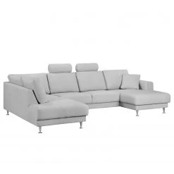 Fredriks Wohnlandschaft Arietta I Webstoff - Platingrau - Longchair davorstehend rechts / Ottomane links -Wohnzimmermöbel boutique en ligne 1000021419 180629 09084229 GALLERYIMAGES P000000001000021419