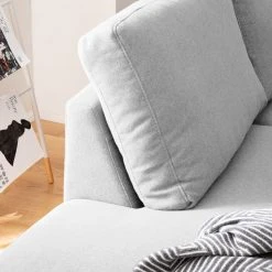 Fredriks Wohnlandschaft Arietta I Webstoff - Platingrau - Longchair davorstehend rechts / Ottomane links -Wohnzimmermöbel boutique en ligne 1000021419 180629 09084242 GALLERYIMAGES P000000001000021419