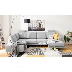 Fredriks Wohnlandschaft Arietta I Webstoff - Platingrau - Longchair davorstehend rechts / Ottomane links -Wohnzimmermöbel boutique en ligne 1000021419 180629 09084245 MOOD GALLERYIMAGES P000000001000021419 mood