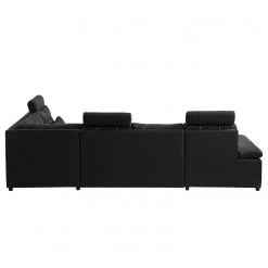 Fredriks Wohnlandschaft Puntiro I - Kunstleder Lilo / Strukturstoff Satur: Schwarz / Anthrazit - Longchair davorstehend links / Ottomane rechts -Wohnzimmermöbel boutique en ligne 1000021540 210614 18402100124 DETAILS P000000001000021540