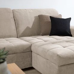 Ars Natura Ecksofa Charlo Microfaser - Cappuccino - Longchair davorstehend rechts - Mit Schlaffunktion -Wohnzimmermöbel boutique en ligne 1000029556 220802 160 DETAILS P000000001000029556