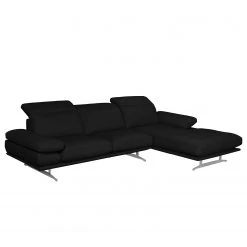 Loftscape Ecksofa Kingman Echtleder - Schwarz - Longchair davorstehend rechts