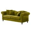 Jack & Alice Sofa York (3-Sitzer) Samt - Stoff Chepi: Olivgrün