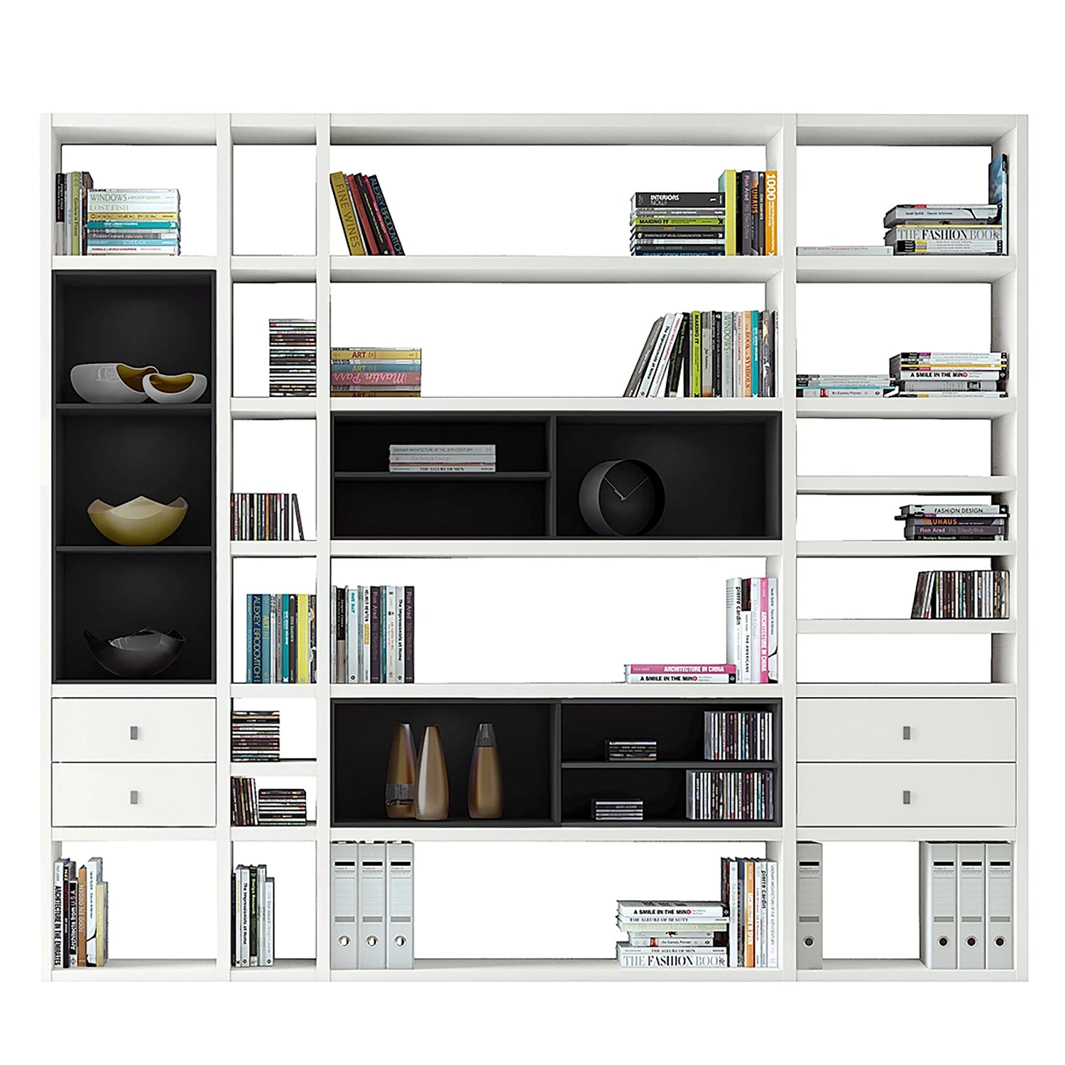 Loftscape XXL Regalwand Emporior IV.A - Weiß / Schwarz - Ohne Beleuchtung 1 Loftscape XXL Regalwand Emporior IV.A - Weiß / Schwarz - Ohne Beleuchtung