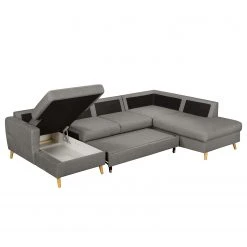 Mørteens Wohnlandschaft Sola Flachgewebe - Grau - Longchair davorstehend links / Ottomane rechts - Mit Schlaffunktion -Wohnzimmermöbel boutique en ligne 1000054946 200617 13241400050 DETAILS P000000001000054946