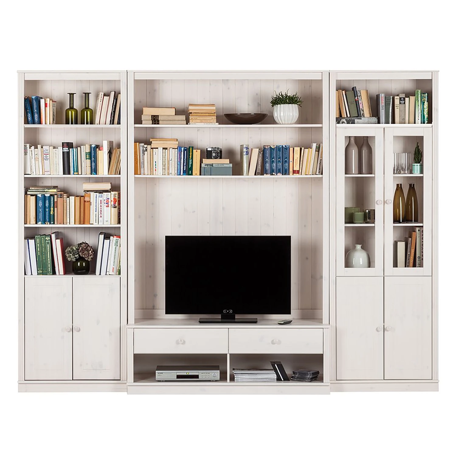 Maison Belfort Wohnwand Lillehammer III (3-teilig) - Kiefer massiv - Kiefer Weiß 1 Maison Belfort Wohnwand Lillehammer III (3-teilig) - Kiefer massiv - Kiefer Weiß