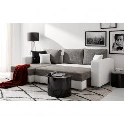 Fredriks Ecksofa Dublin II - (mit Schlaffunktion / beidseitig montierbar) - Kunstleder/Strukturstoff - Weiß / Grau -Wohnzimmermöbel boutique en ligne 1000073164 210614 18404200590 DETAILS P000000001000073164