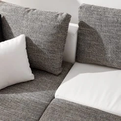 Fredriks Ecksofa Dublin II - (mit Schlaffunktion / beidseitig montierbar) - Kunstleder/Strukturstoff - Weiß / Grau -Wohnzimmermöbel boutique en ligne 1000073164 210614 18404200596 DETAILS P000000001000073164