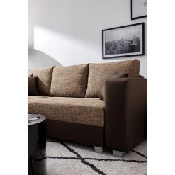 Fredriks Ecksofa Dublin II - (mit Schlaffunktion / beidseitig montierbar) - Kunstleder/Strukturstoff - Dunkelbraun / Braun -Wohnzimmermöbel boutique en ligne 1000073166 210614 18404300621 DETAILS P000000001000073166