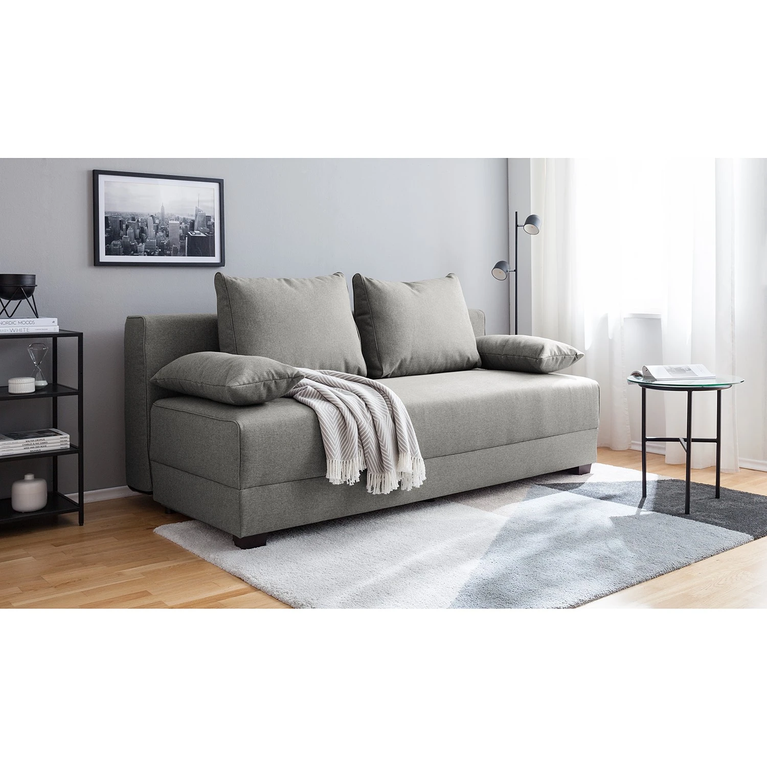 Loftscape Boxspring-Schlafsofa Dingo - Webstoff Luda: Grau 3 Loftscape Boxspring-Schlafsofa Dingo - Webstoff Luda: Grau – Bild 3