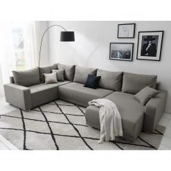 Fredriks Wohnlandschaft Togari - (mit Schlaffunktion) - Flachgewebe - Webstoff Sogol: Dunkelgrau - Longchair davorstehend rechts / Ottomane links -Wohnzimmermöbel boutique en ligne 1000085421 201130 15533200201 MOOD DETAILS P000000001000085421 mood