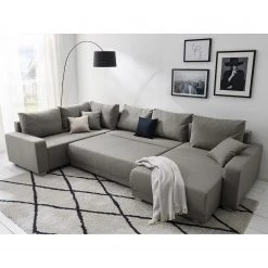 Fredriks Wohnlandschaft Togari - (mit Schlaffunktion) - Flachgewebe - Webstoff Sogol: Dunkelgrau - Longchair davorstehend rechts / Ottomane links -Wohnzimmermöbel boutique en ligne 1000085421 201130 15533200202 MOOD DETAILS P000000001000085421 mood