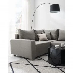 Fredriks Wohnlandschaft Togari - (mit Schlaffunktion) - Flachgewebe - Webstoff Sogol: Dunkelgrau - Longchair davorstehend rechts / Ottomane links -Wohnzimmermöbel boutique en ligne 1000085421 201130 15533300205 DETAILS P000000001000085421