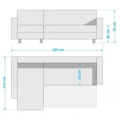 Loftscape Ecksofa Inywa (mit Schlaffunktion) - Antiklederlook - Microfaser Priya: Cognac - Mit Schlaffunktion -Wohnzimmermöbel boutique en ligne 1000085425 201125 15410200084 SKETCH DETAILS P000000001000085425 sketch