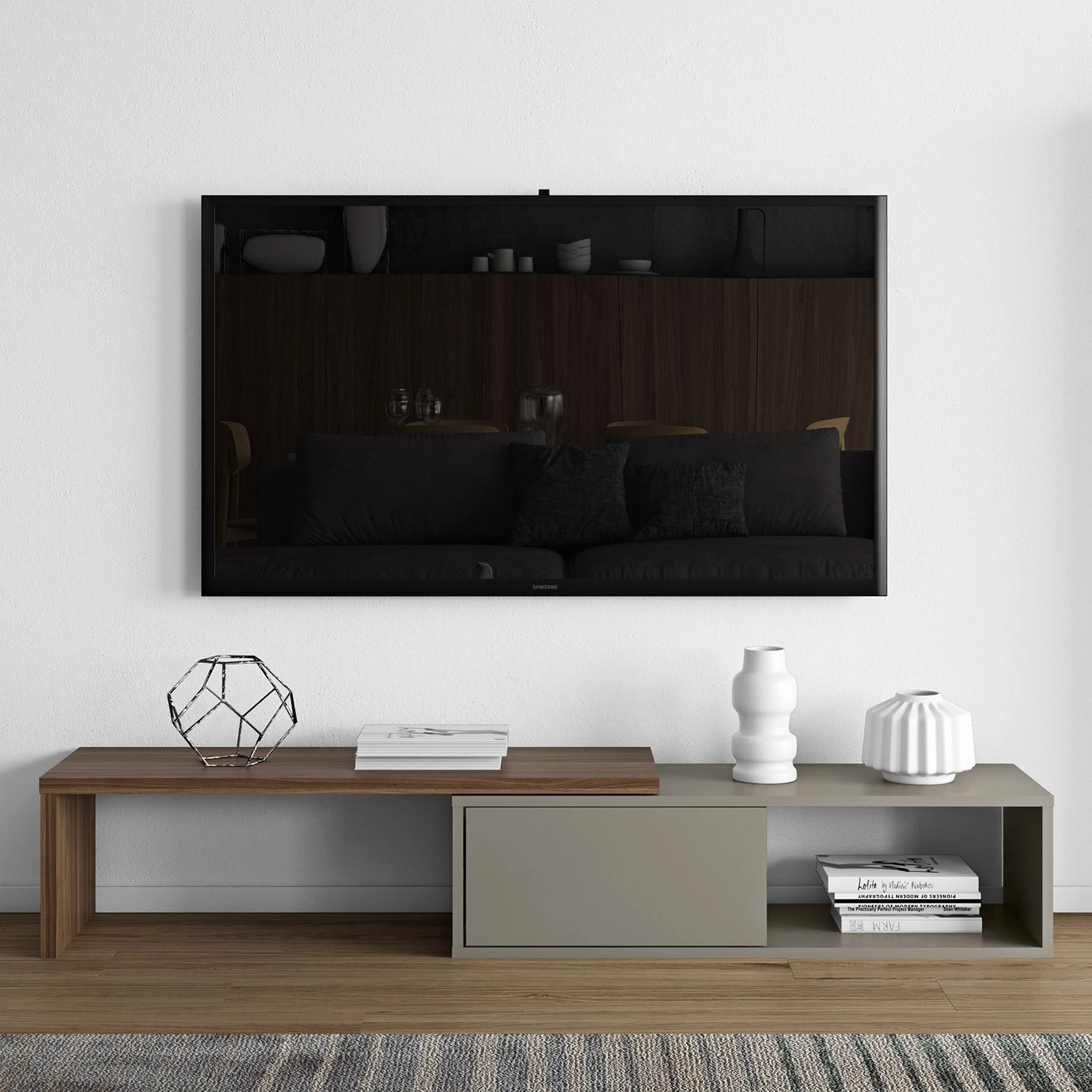 Temahome TV-Lowboard Echo - Grau / Walnuss 4 Temahome TV-Lowboard Echo - Grau / Walnuss – Bild 4