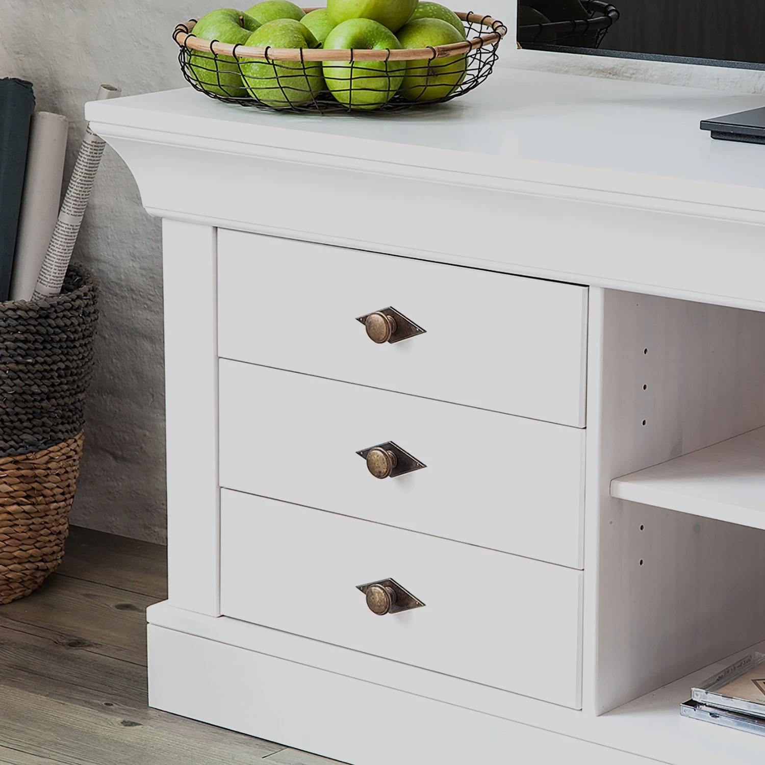 Maison Belfort TV-Lowboard Bergen - Kiefer Weiß 8 Maison Belfort TV-Lowboard Bergen - Kiefer Weiß – Bild 8