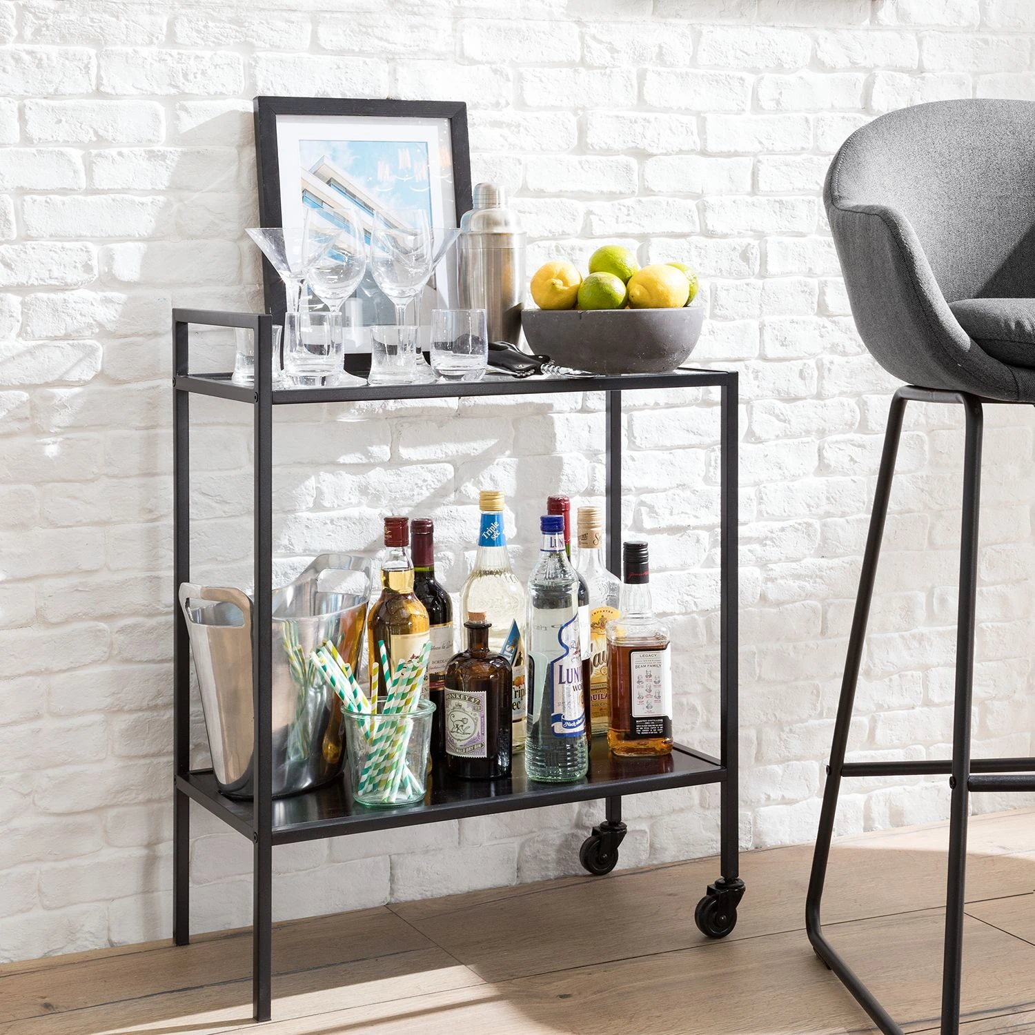 Mooved Servierwagen Enmore - Glas / Metall - Matt Schwarz 2 Mooved Servierwagen Enmore - Glas / Metall - Matt Schwarz – Bild 2