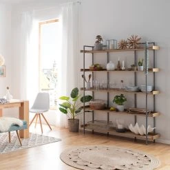 Ars manufacti Bücherregal Dharai II - Echtholzfurnier / Metall - Eiche / Silber -Wohnzimmermöbel boutique en ligne 1000117167 180912 12435706 MOOD GALLERYIMAGES P000000001000117167 mood