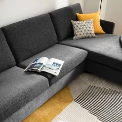 Fredriks Ecksofa Cipo I - Schwarz meliert - Longchair davorstehend rechts -Wohnzimmermöbel boutique en ligne 1000119803 080 GALLERYIMAGES P000000001000119803