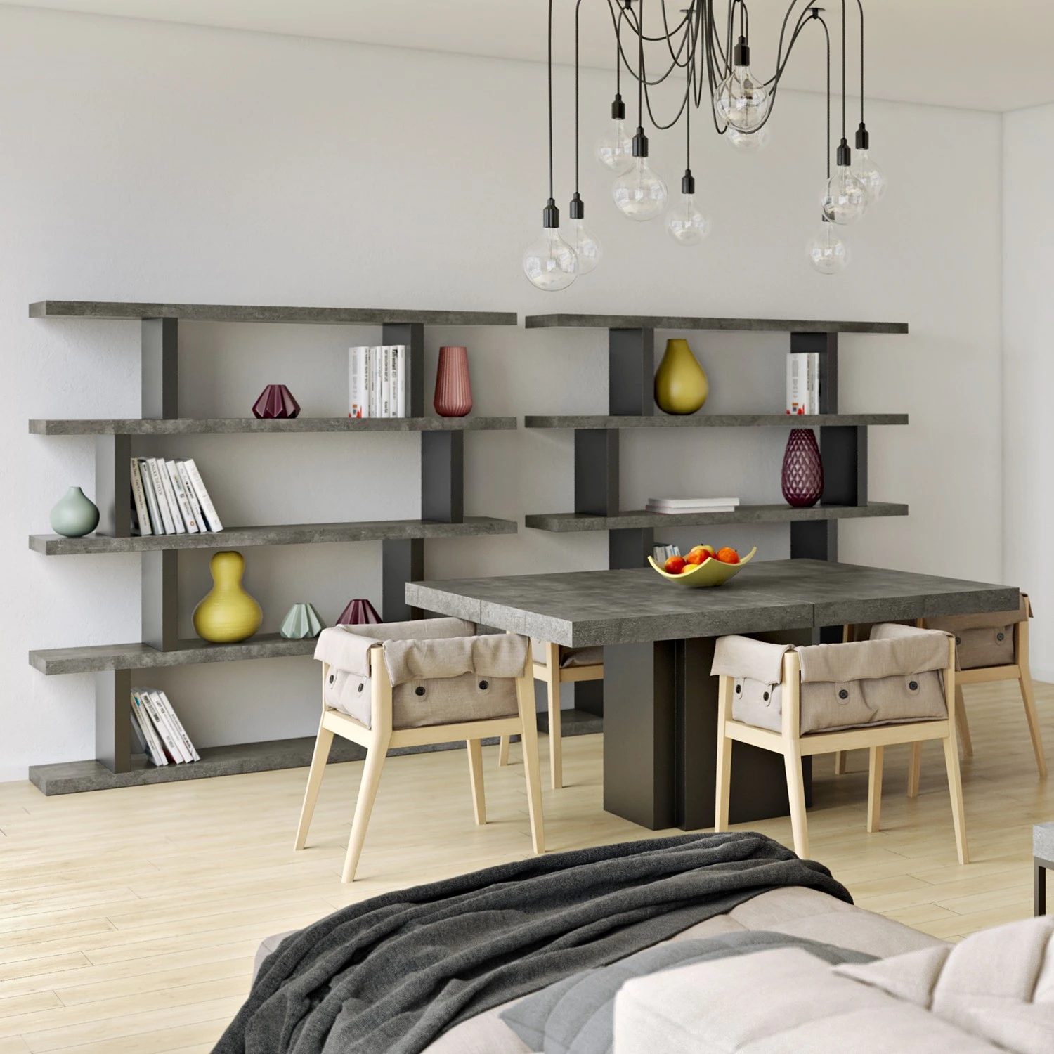 Temahome Regal Detroit - Beton Dekor / Schwarz - Höhe: 172 cm 2 Temahome Regal Detroit - Beton Dekor / Schwarz - Höhe: 172 cm – Bild 2