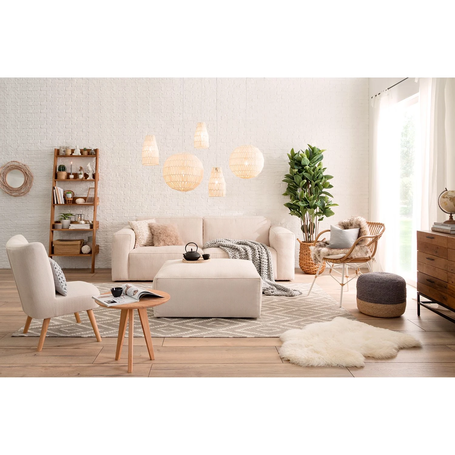 Ars Natura 3-Sitzer Sofa LORALAI - Cordstoff Lola: Creme 3 Ars Natura 3-Sitzer Sofa LORALAI - Cordstoff Lola: Creme – Bild 3