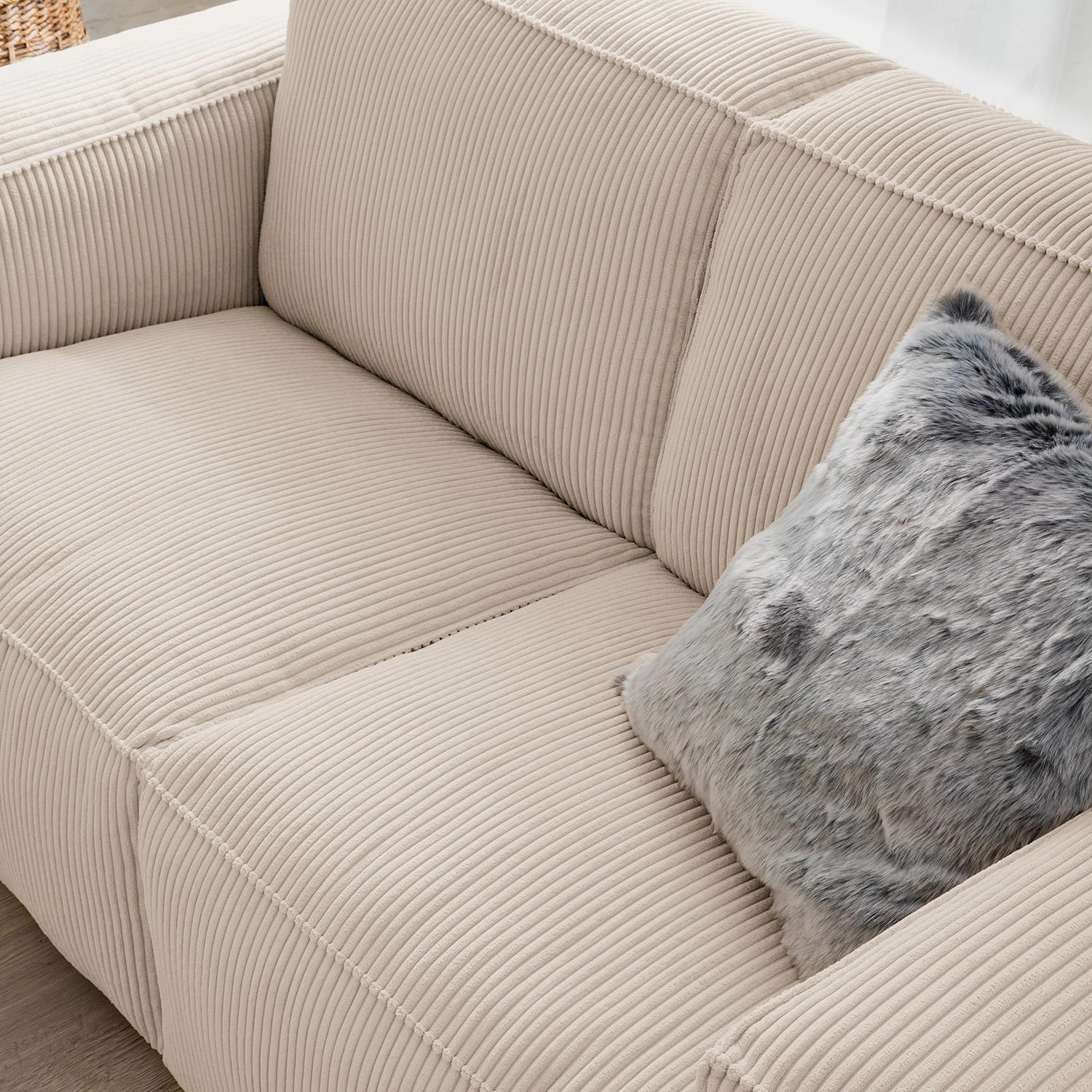 Ars Natura 3-Sitzer Sofa LORALAI - Cordstoff Lola: Creme 20 Ars Natura 3-Sitzer Sofa LORALAI - Cordstoff Lola: Creme – Bild 20
