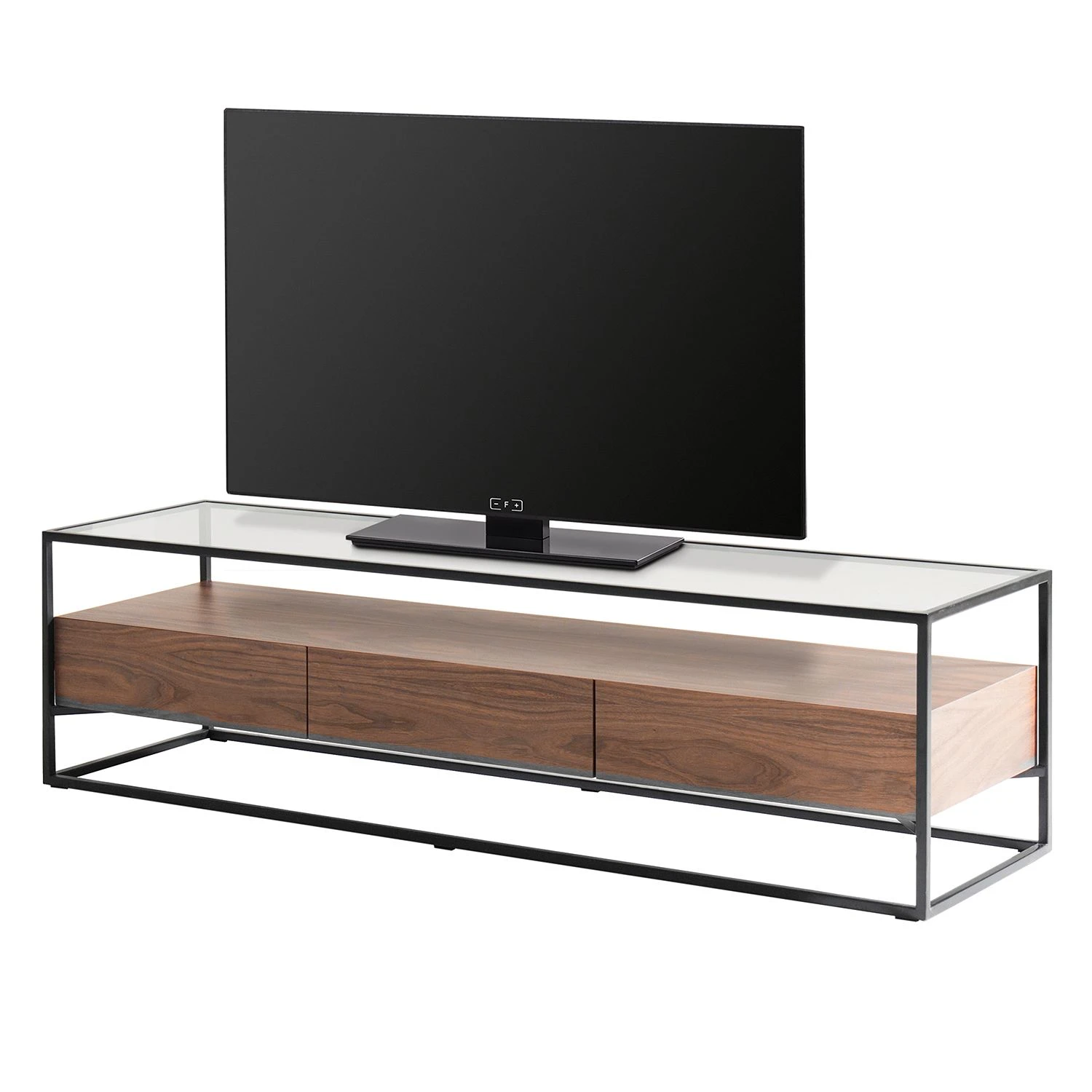 Studio Copenhagen Lowboard Rizzo - Holzwerkstoff / Glas - Schwarz / Walnuss Dekor 1 Studio Copenhagen Lowboard Rizzo - Holzwerkstoff / Glas - Schwarz / Walnuss Dekor