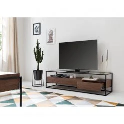 Studio Copenhagen Lowboard Rizzo - Holzwerkstoff / Glas - Schwarz / Walnuss Dekor 16 Studio Copenhagen Lowboard Rizzo - Holzwerkstoff / Glas - Schwarz / Walnuss Dekor -Wohnzimmermöbel boutique en ligne 1000123450 190328 11102900022 MOOD GALLERYIMAGES P000000001000123450 mood