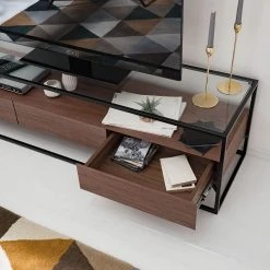 Studio Copenhagen Lowboard Rizzo - Holzwerkstoff / Glas - Schwarz / Walnuss Dekor 22 Studio Copenhagen Lowboard Rizzo - Holzwerkstoff / Glas - Schwarz / Walnuss Dekor -Wohnzimmermöbel boutique en ligne 1000123450 190328 11102900023 GALLERYIMAGES P000000001000123450