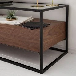 Studio Copenhagen Lowboard Rizzo - Holzwerkstoff / Glas - Schwarz / Walnuss Dekor 27 Studio Copenhagen Lowboard Rizzo - Holzwerkstoff / Glas - Schwarz / Walnuss Dekor -Wohnzimmermöbel boutique en ligne 1000123450 190328 11102900028 GALLERYIMAGES P000000001000123450