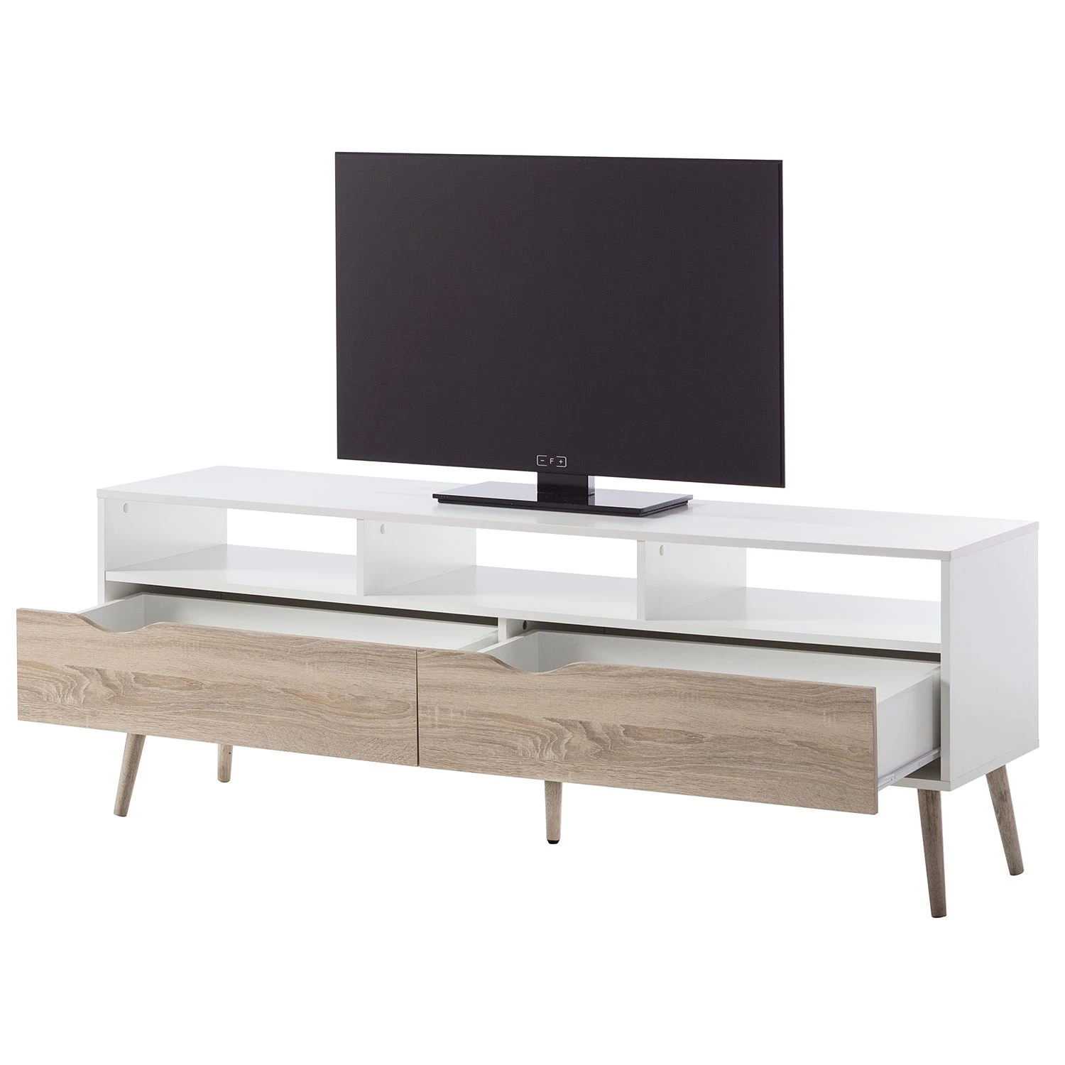 Mørteens TV-Lowboard Sunndal - Gummibaum teilmassiv - Weiß / Eiche Hell 6 Mørteens TV-Lowboard Sunndal - Gummibaum teilmassiv - Weiß / Eiche Hell – Bild 6