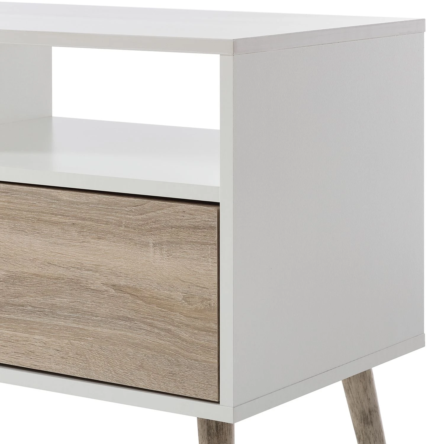 Mørteens TV-Lowboard Sunndal - Gummibaum teilmassiv - Weiß / Eiche Hell 7 Mørteens TV-Lowboard Sunndal - Gummibaum teilmassiv - Weiß / Eiche Hell – Bild 7