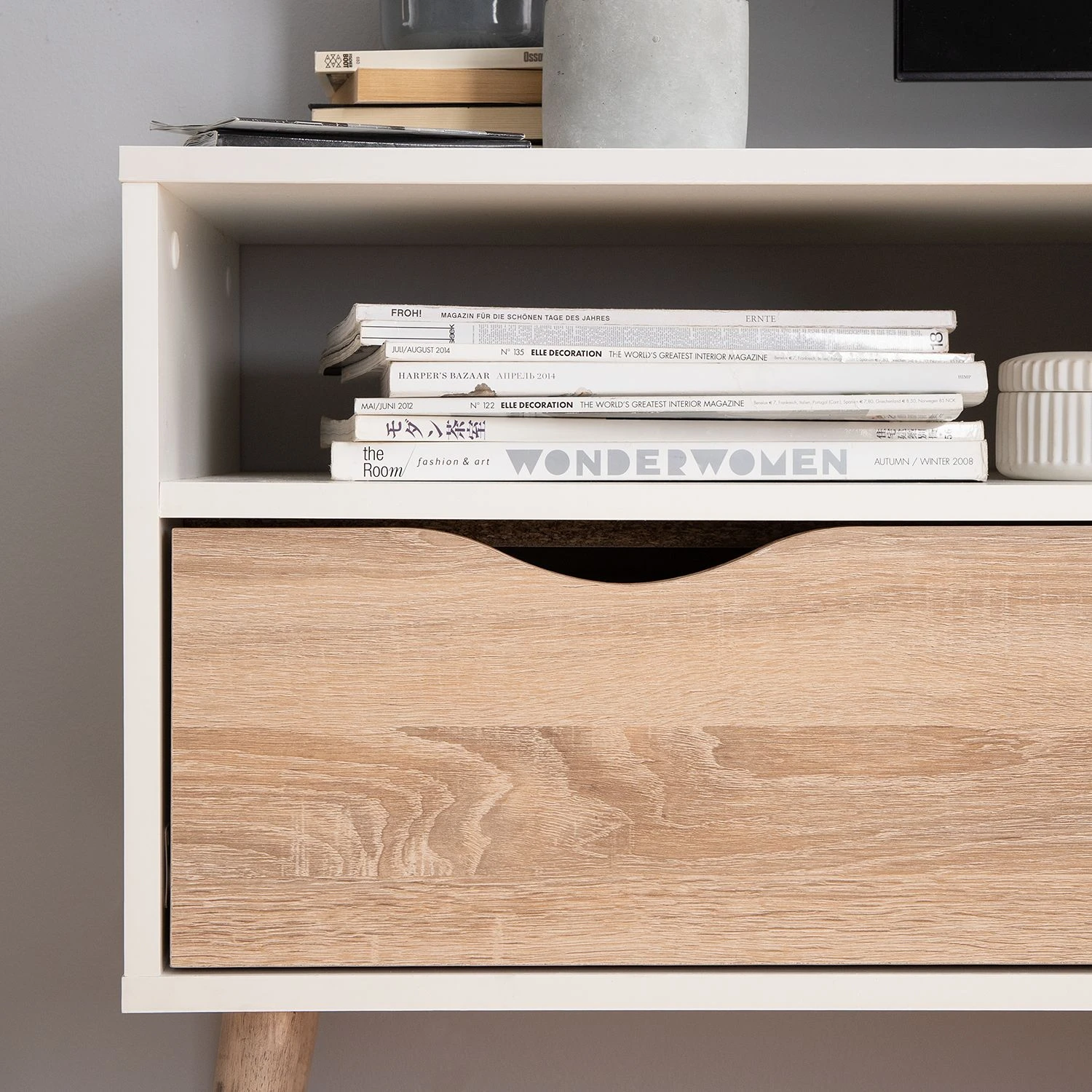 Mørteens TV-Lowboard Sunndal - Gummibaum teilmassiv - Weiß / Eiche Hell 16 Mørteens TV-Lowboard Sunndal - Gummibaum teilmassiv - Weiß / Eiche Hell – Bild 16